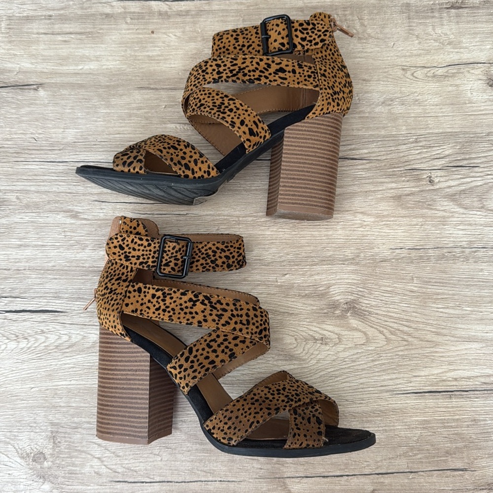 Qupid cheetah Block Heels